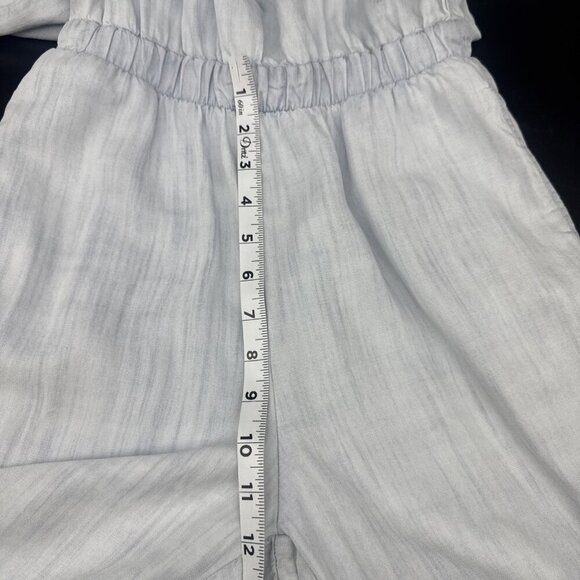 CLOTH & STONE Blue Lightwash Halter Neck Cropped Wide Leg Jumpsuit Pockets Sz XS - Picture 15 of 16